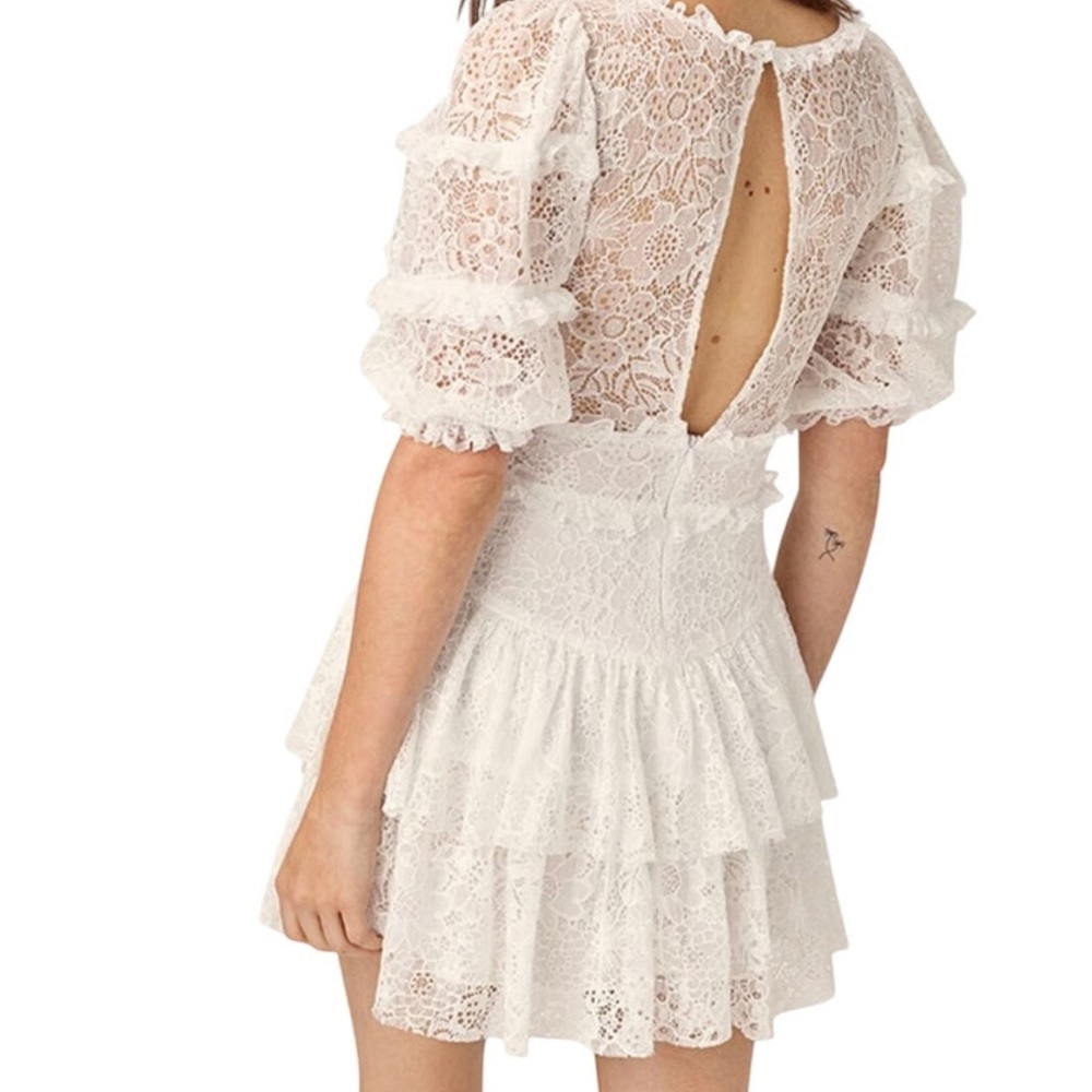 For Love And Lemons Lace Puff Cottage Core Mini Dress